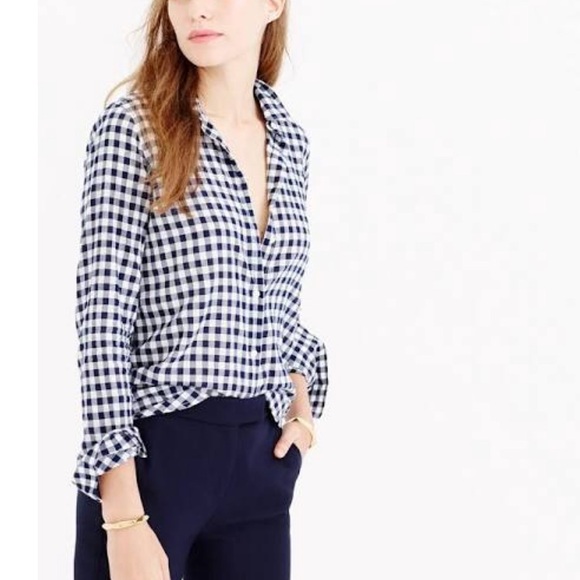 Classic gingham Navy Blue Button down M - Picture 4 of 7